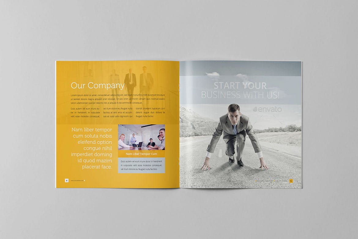 简约设计风格企业宣传画册设计模板素材 Clean Business Square Brochure插图(3)