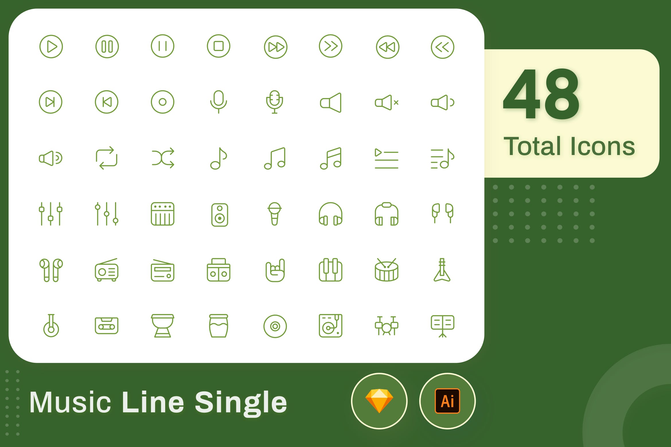 Line Senja图标系列：音乐主题矢量线性图标 Line Senja – Music插图