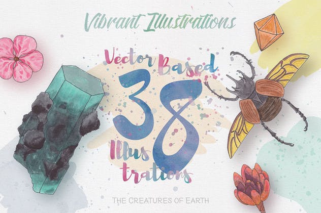 生物系列水彩手绘插画合集Vol.1 Watercolor Creatures vol. 1插图(2)