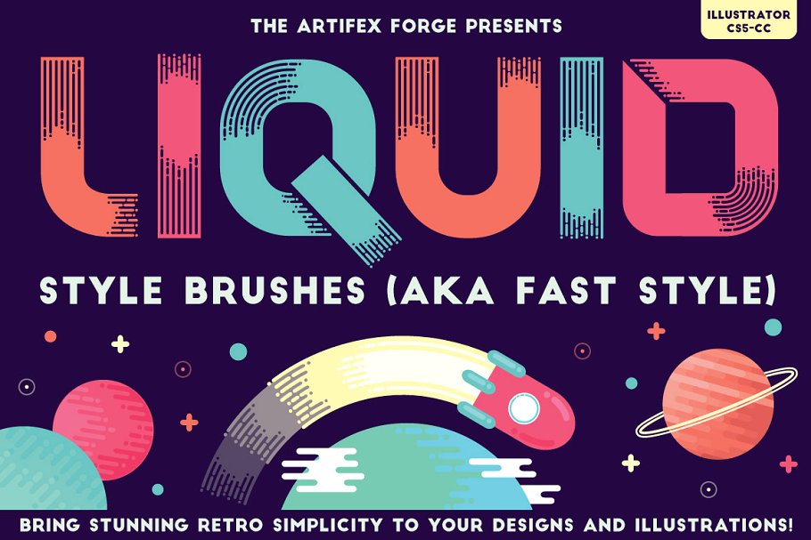 液体艺术风格AI笔刷 Liquid Style Brushes插图
