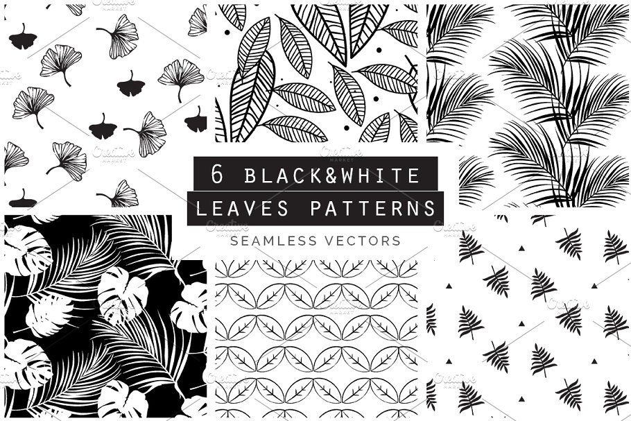 各种不同类型树叶无缝图案纹理 Leaves Seamless Patterns Collection插图(2)