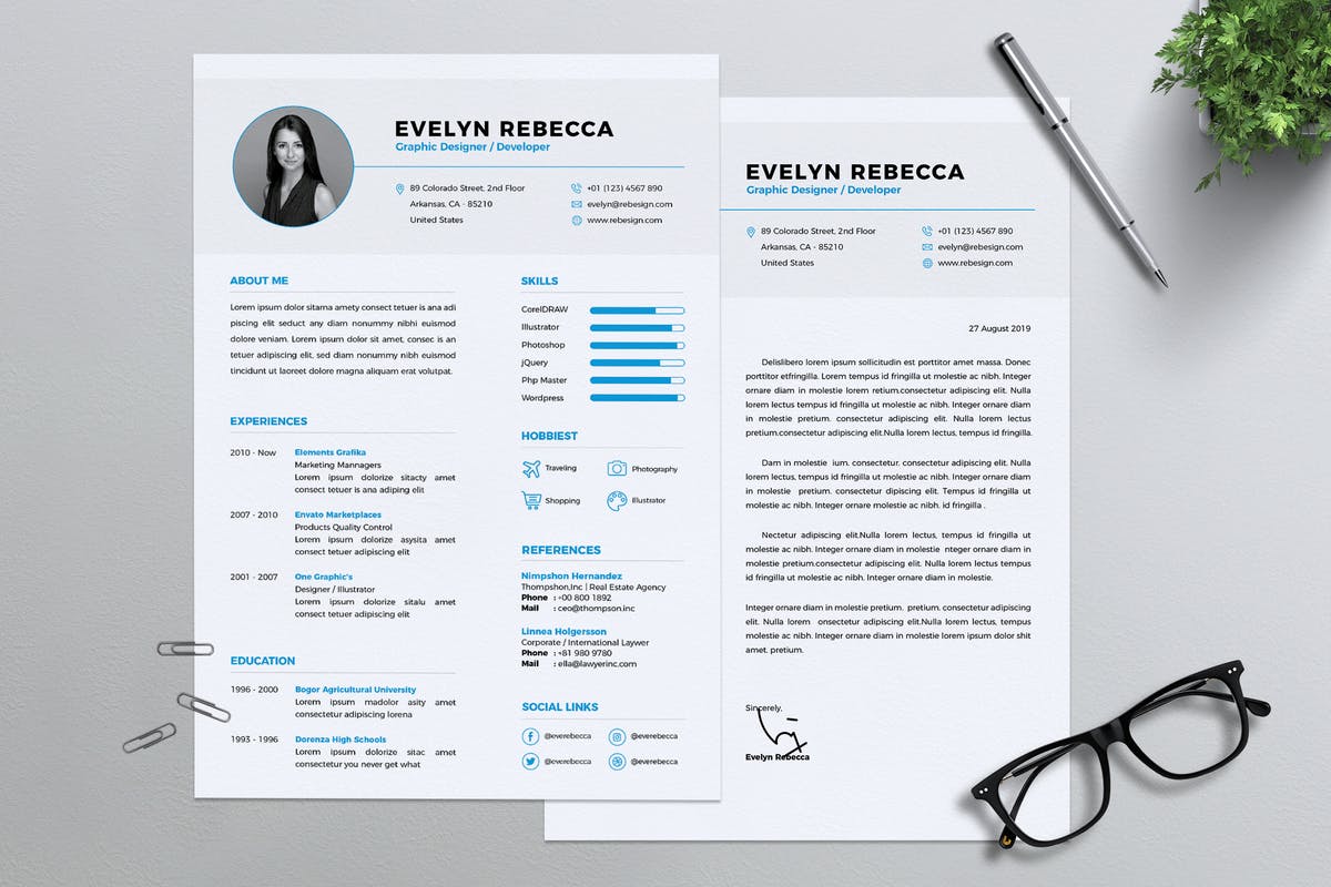 极简主义个人简历履历设计模板 Minimalist CV Resume Vol. 01插图