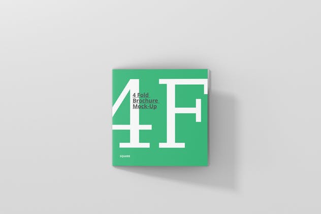 方形四折页宣传册传单样机模板 4-Fold Brochure Mockup – Square插图(8)
