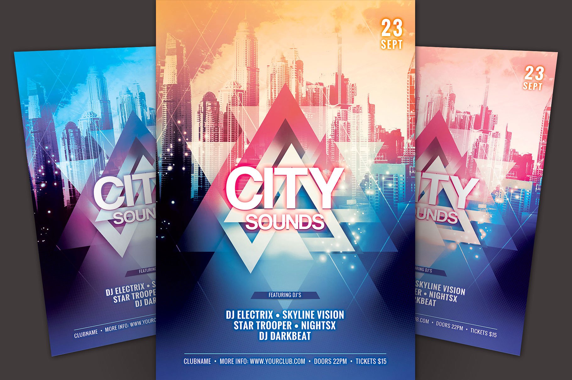 城市之音抽象传单设计模板 City Sounds Flyer Template插图
