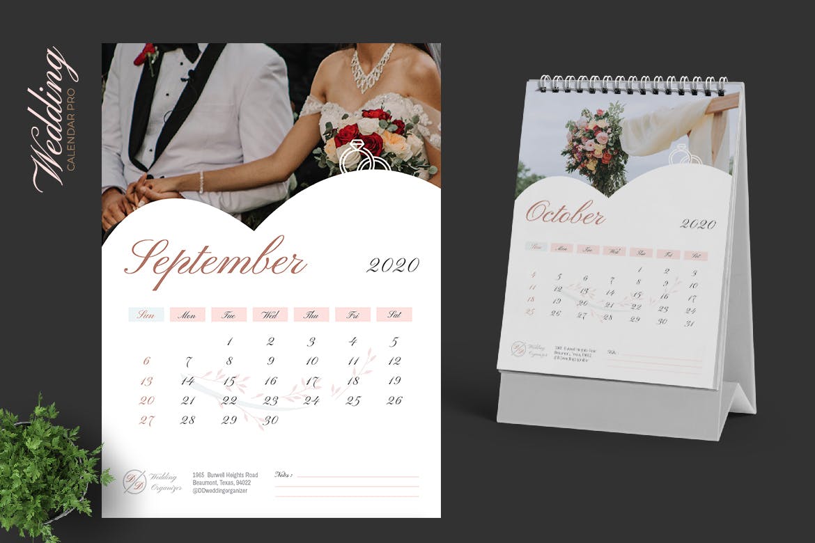 2020年婚纱摄影主题活页台历表设计模板 2020 Wedding Calendar Pro插图(5)