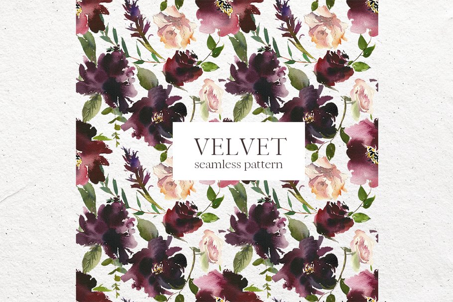 天鹅绒-水彩花卉剪贴画 Velvet – Watercolor Floral Clip Art插图(3)
