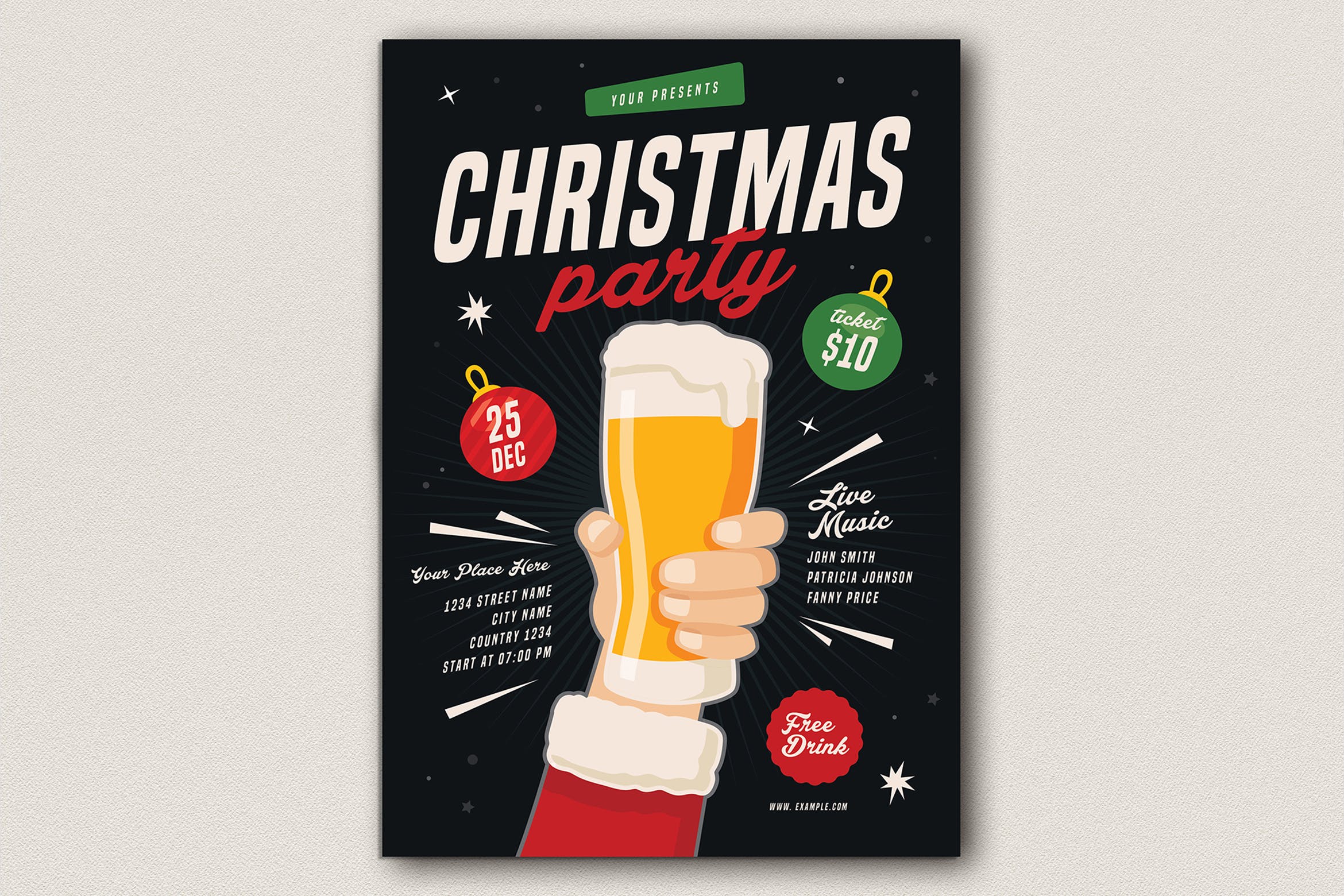 举杯同庆圣诞节主题活动海报传单模板 Christmas Flyer插图