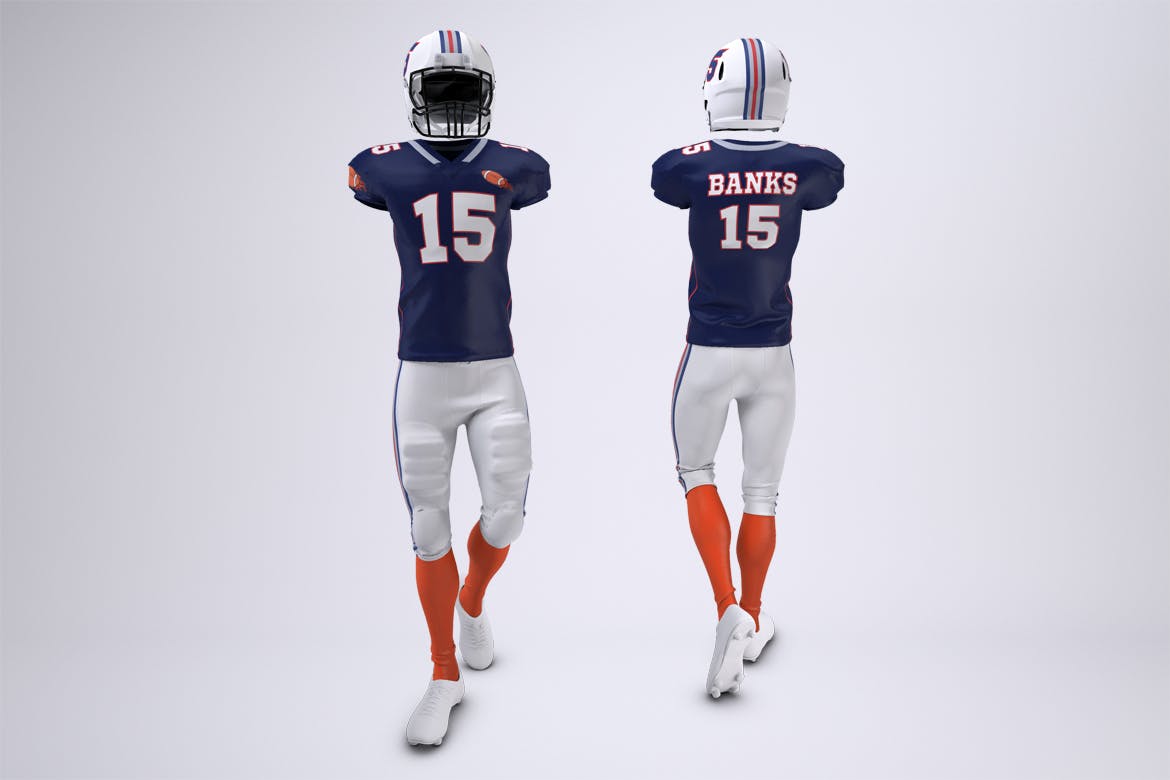 美式足球球服队服设计效果图样机模板 American Football Uniform Mock-Up插图(3)