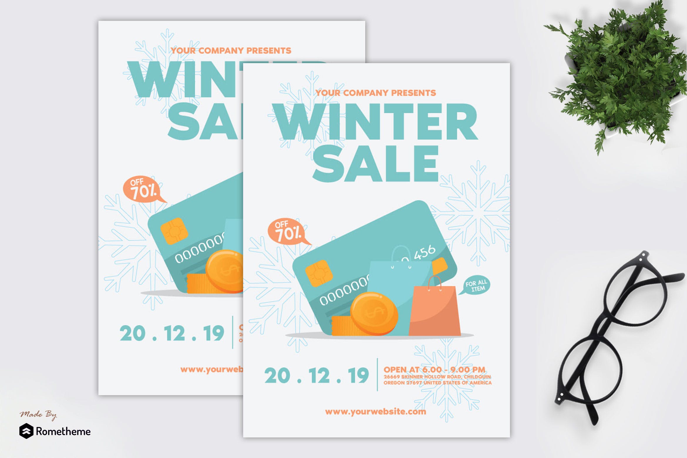 冬日年终大促广告海报传单设计模板 Winter Sale – Flyer GR插图