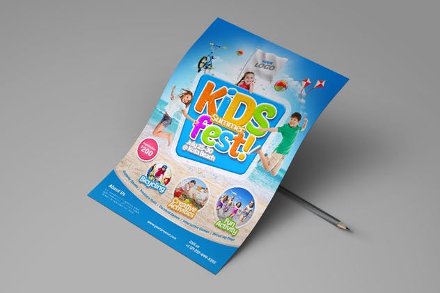 儿童乐园儿童夏令营活动海报模板 Kids Summer Fest FLyer插图(2)
