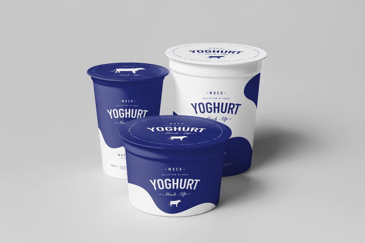 酸奶杯样机模板2 Yoghurt Cup Mock-up 2插图