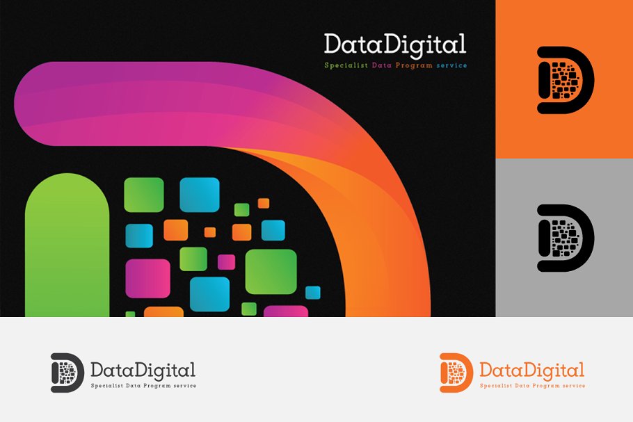 数据数字处理主题Logo模板 Data Digital Logo插图