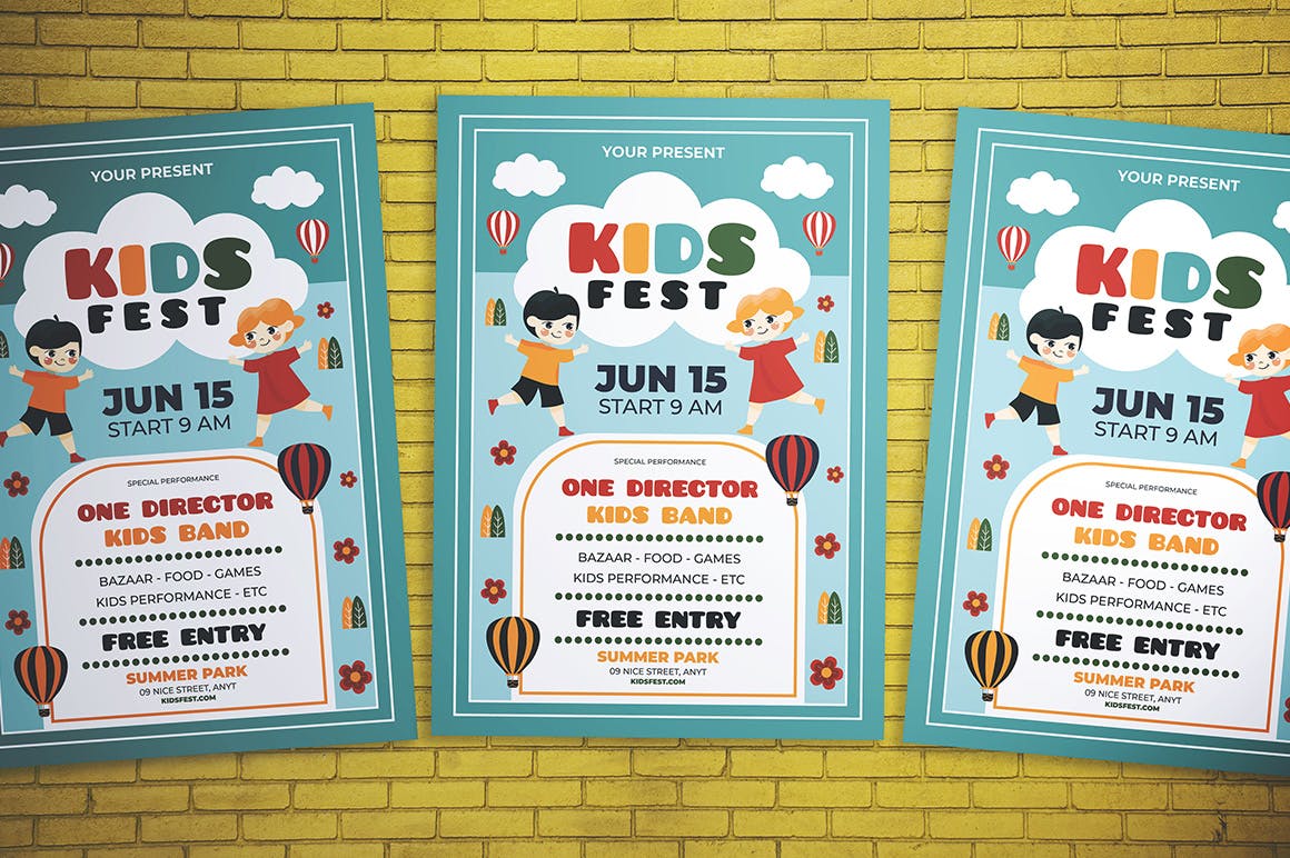 六一儿童节庆祝活动海报传单设计模板 Kids Festival Flyer插图(3)
