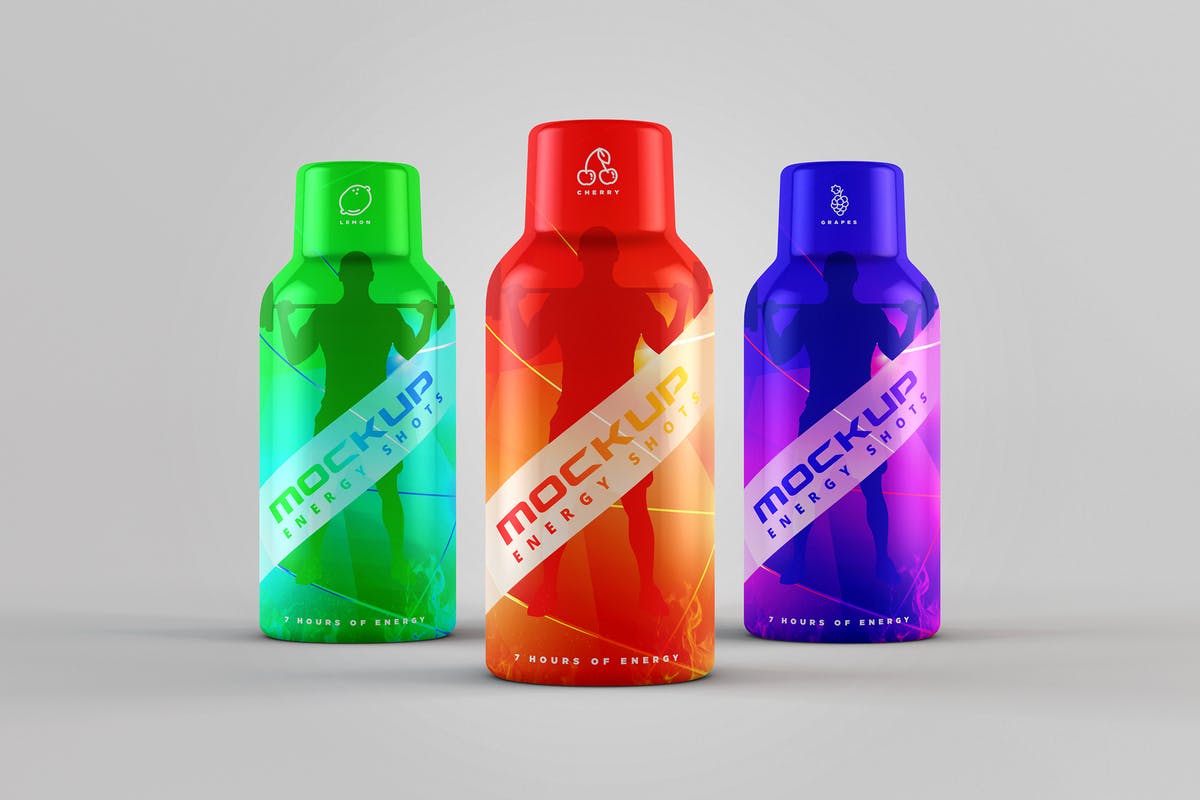 能量饮料瓶外观包装样机 Energy Shot / Energy Drink MockUp插图