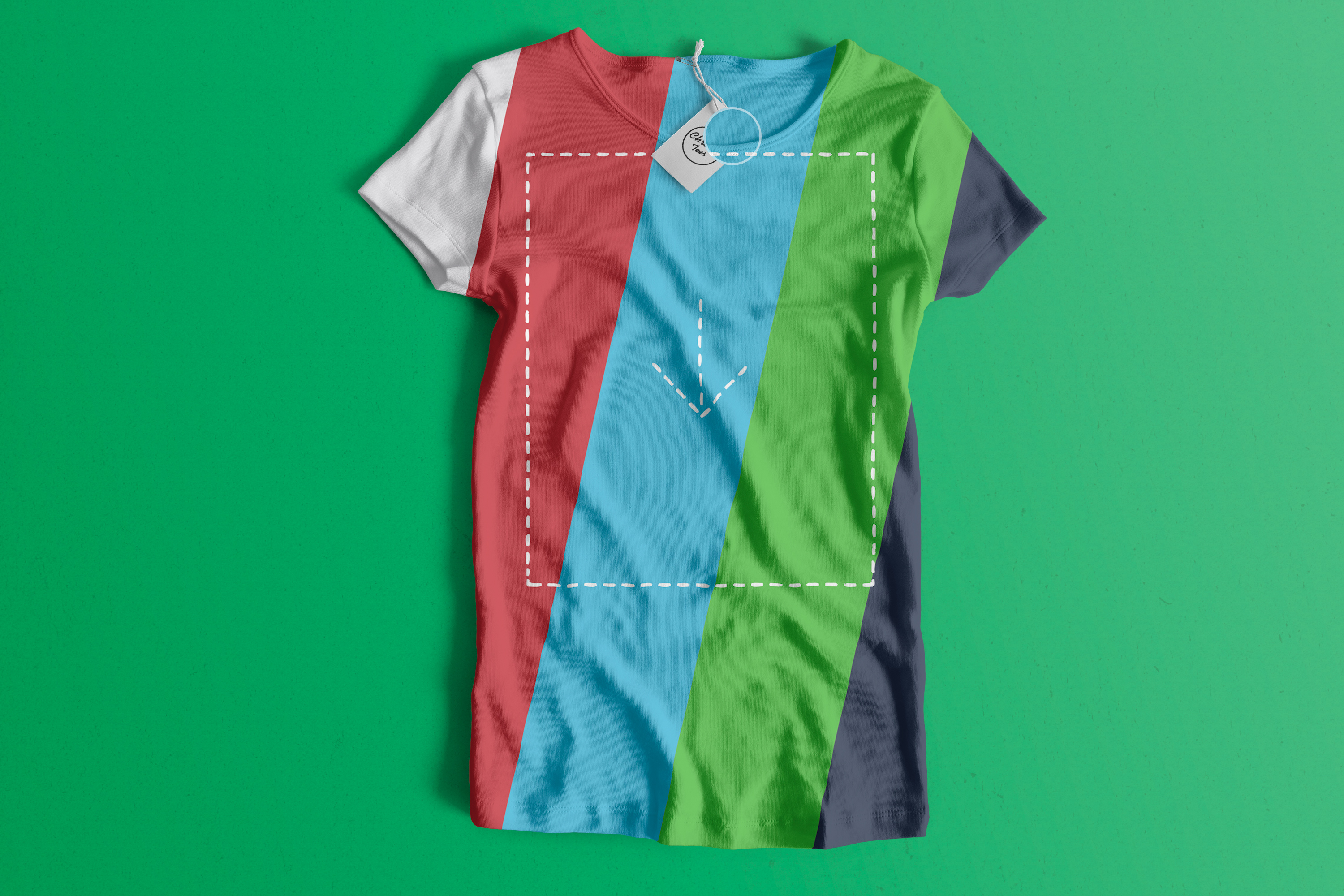 女士T恤服装设计平铺前视图样机模板01 Woman Front T-Shirt Mockup 01插图(1)