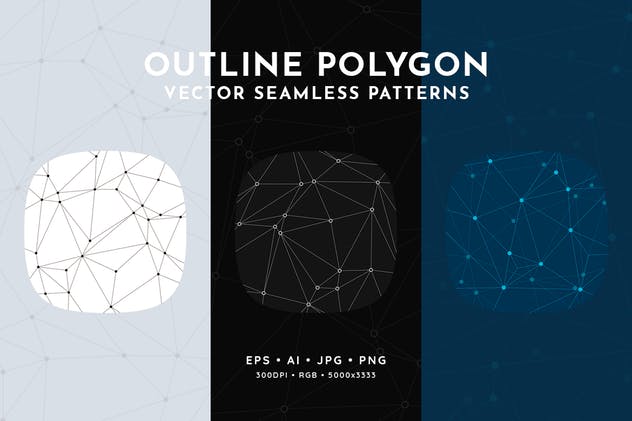 粒子连接几何多边形无缝图案设计素材 Polygon with Connected Particles Seamless Patterns插图(4)