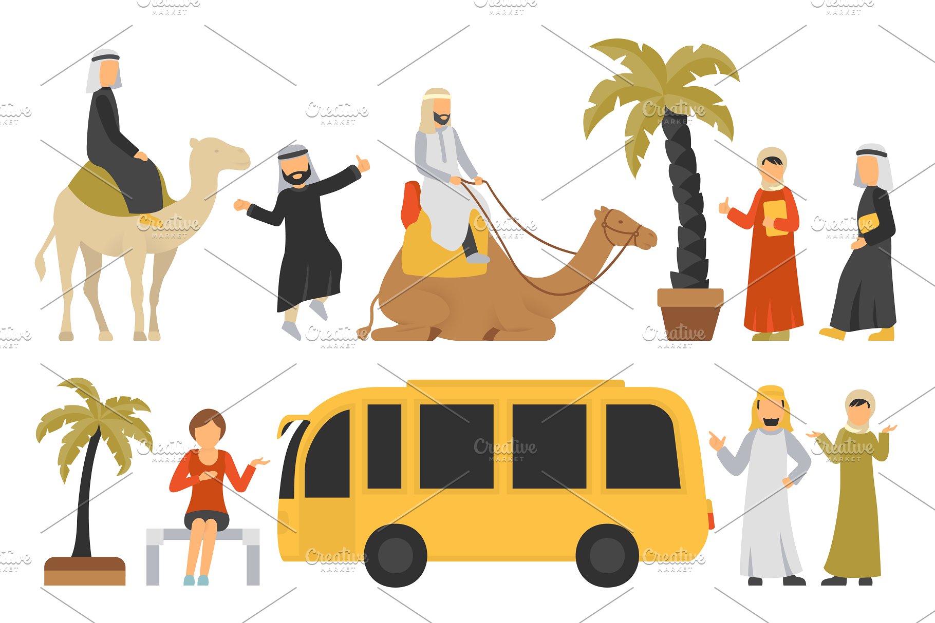 迪拜人物风情扁平化设计插画 Dubai – flat people set插图(1)