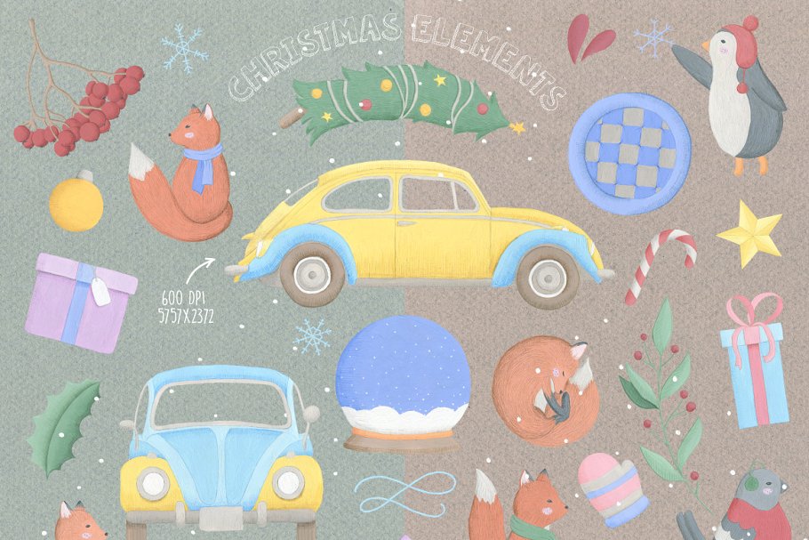圣诞节设计素材集锦 Christmas Gouache Collection Pro插图(2)