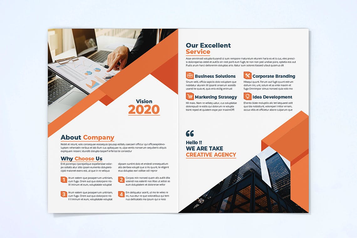 金融/贸易企业对折页宣传册设计模板 Bifold Brochure插图(4)