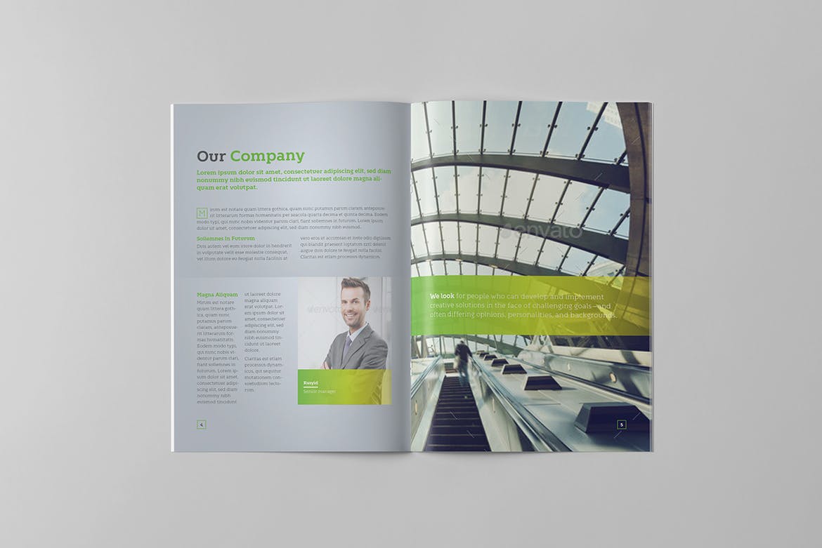 金融咨询服务公司企业画册设计模板 Green Business Brochure插图(2)