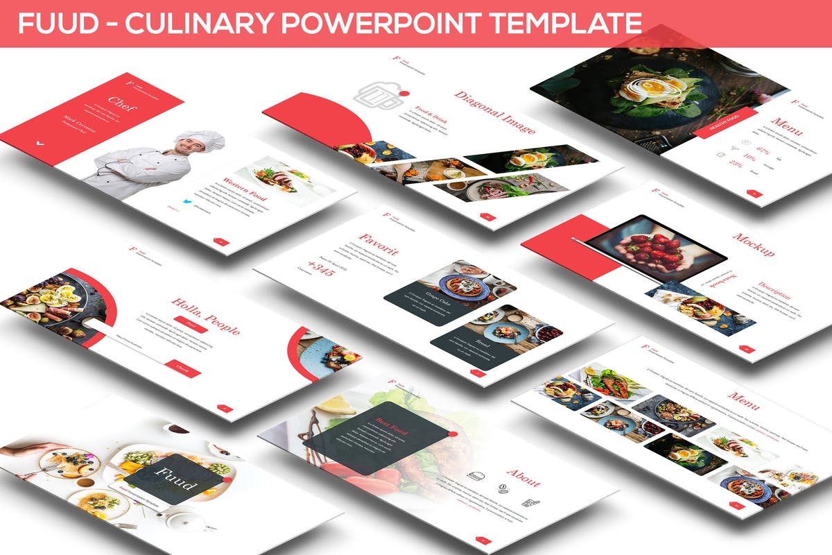 烹饪美食主题PPT幻灯片演示文稿 Fuud – Culinary Powerpoint Template插图