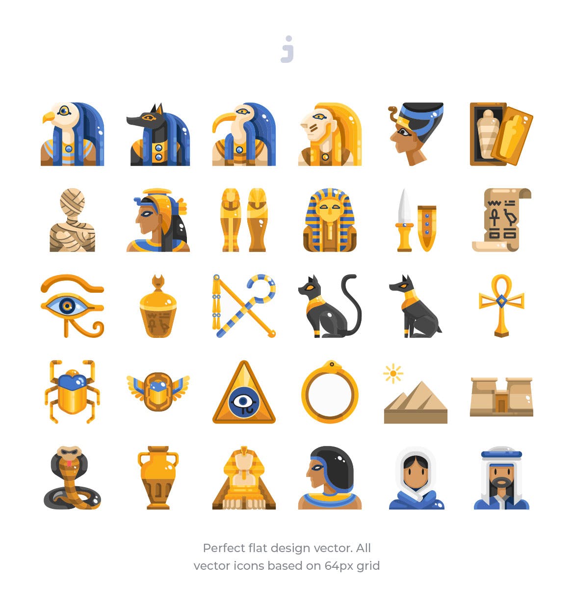 30枚埃及元素扁平设计风格矢量图标 30 Egypt Element Icons – Flat插图(1)