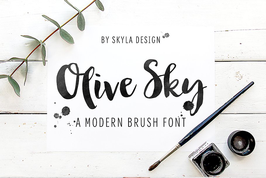 现代手写书法英文字体 Olive Sky, Modern brush font插图