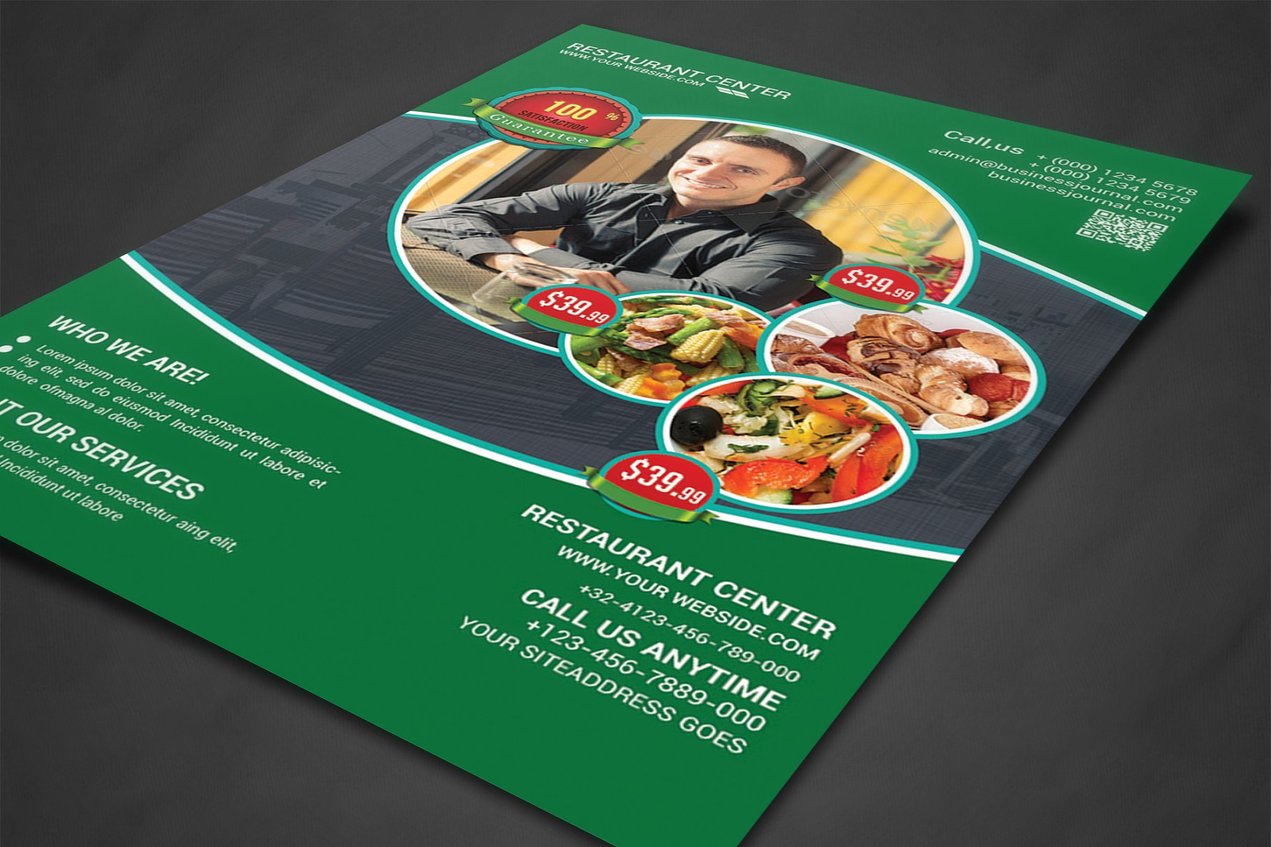 西餐厅外卖菜单设计PSD模板 Best Food Resto – Restaurant Flyer插图(1)
