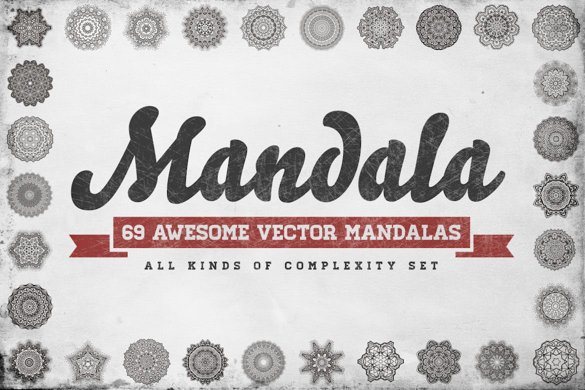 69种曼陀罗花矢量几何图形设计素材包 69 Vector Mandala – All Kinds of Complexity Set插图