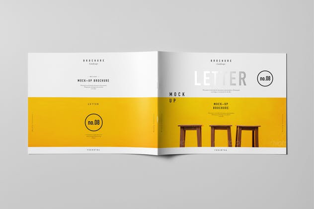 水平视觉画册样机模板 US Letter Horizontal Brochure Mock-up插图(6)