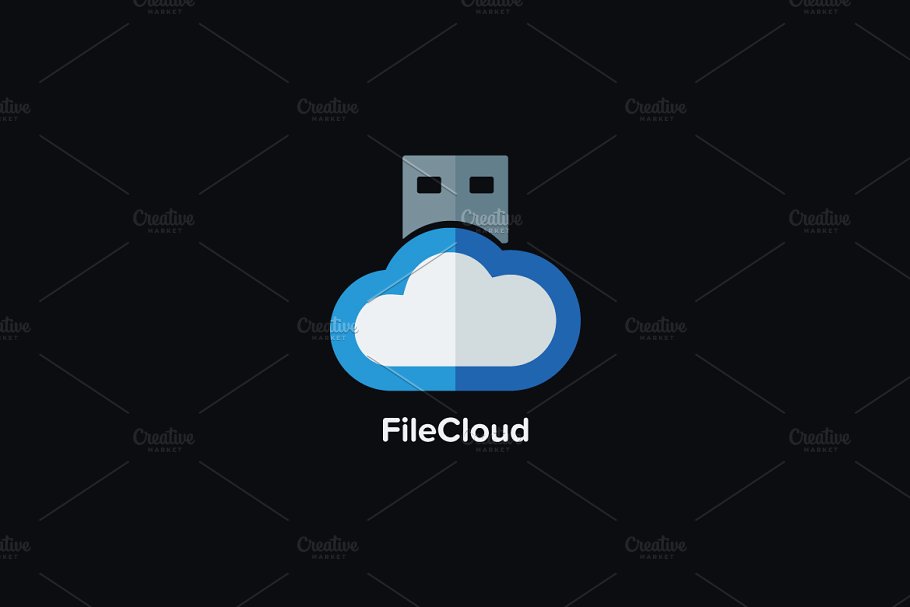 云存储主题Logo模板 File Cloud Logo Template插图(2)