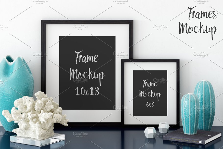 现代室内画框相框样机 Interior Frames Mockup – 03 (1 PSD)插图(1)