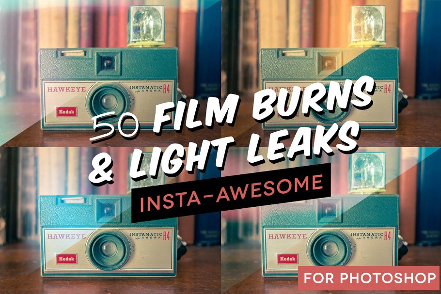 50+胶片炫光和漏光叠层效果图层 50+ Film Burns & Light Leaks插图