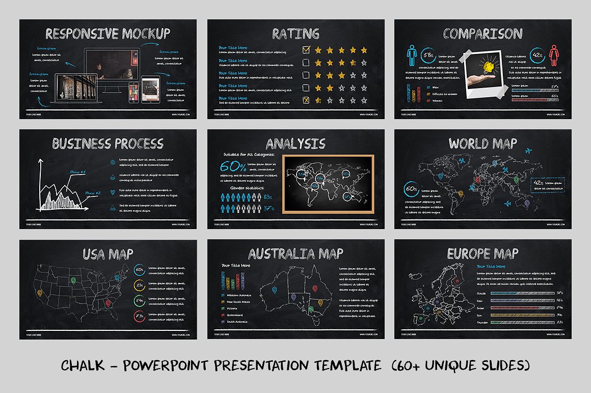 60+独特的粉笔效果PowerPoint演示模板下载Chalk – Powerpoint Template[ppt,pptx]插图(6)