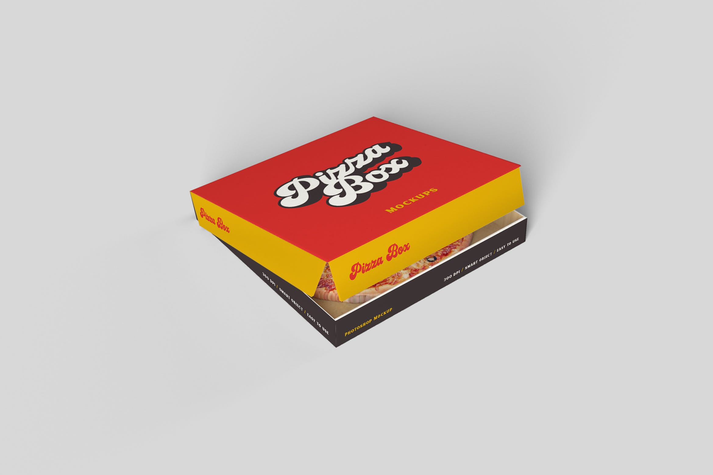 披萨包装盒外卖盒设计效果图样机 Pizza Box PSD Mockup插图
