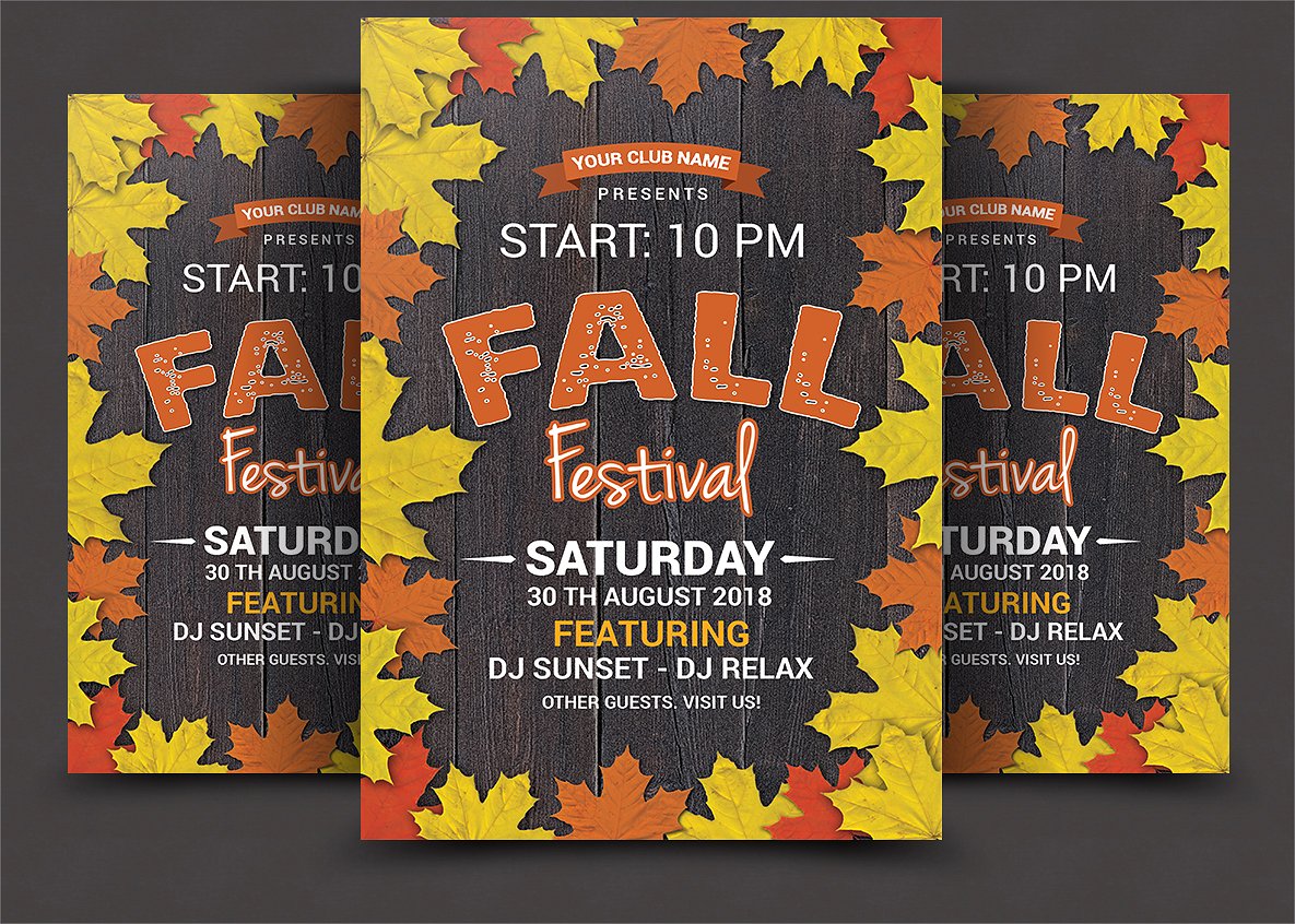 秋季节日宣传海报设计模板 Fall Festival Flyer插图