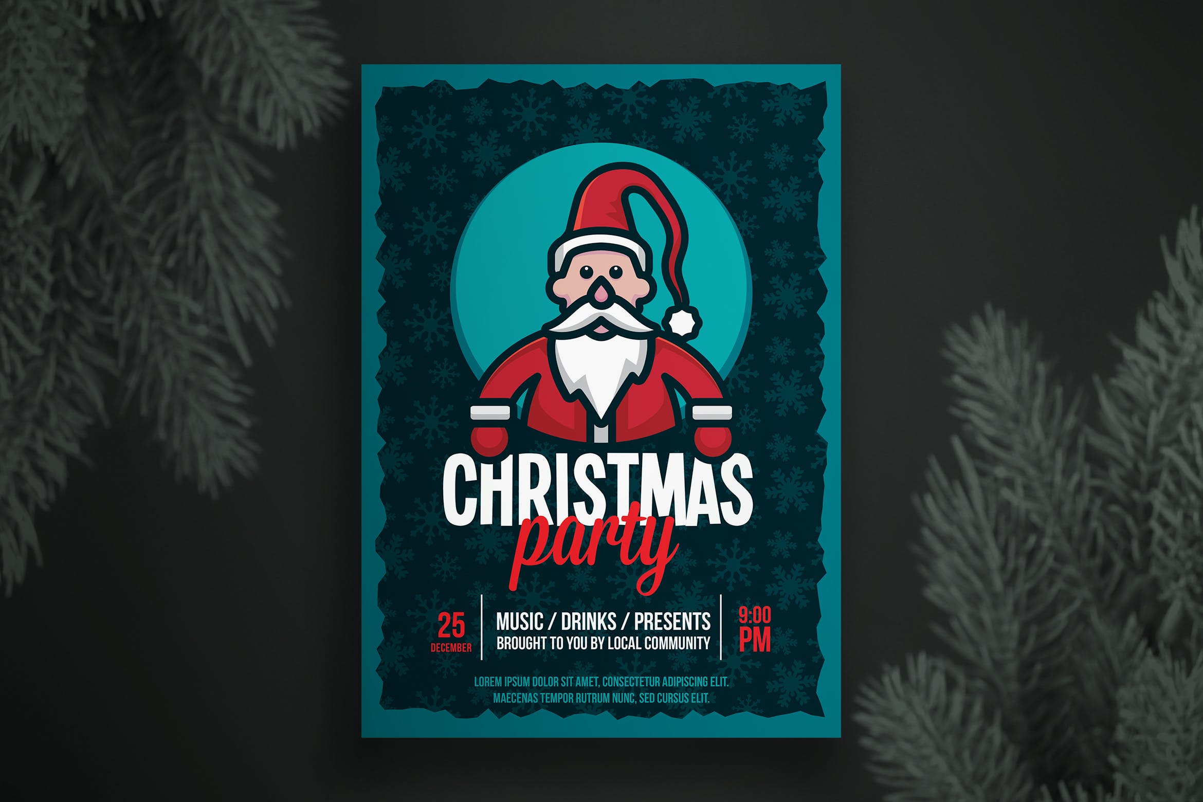 圣诞节卡通圣诞老人形象海报传单设计模板v2 Christmas flyer template插图