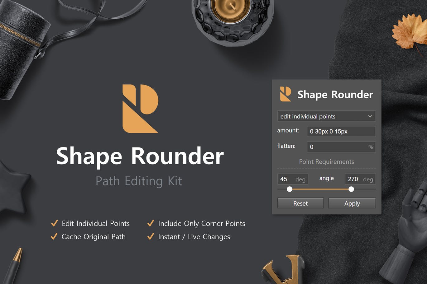 PS平滑圆角图形路径编辑插件 Shape Rounder – Path Editing Kit插图
