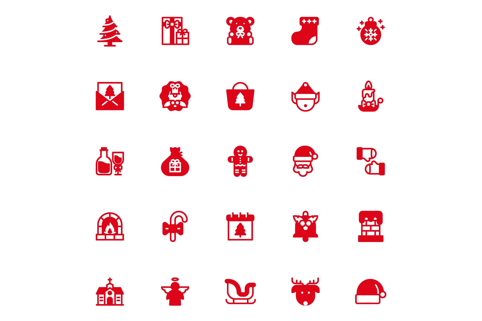 25枚圣诞节主题字体图标素材 Merry Christmas Glyph插图(3)
