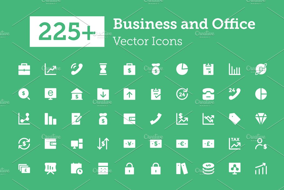 225+商业和办公图标集  225+ Business and Office Icons插图