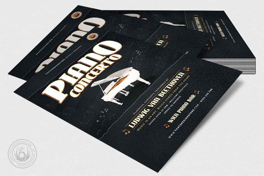 钢琴音乐演奏会海报传单PSD模板V.4 Piano Concerto Flyer PSD V4插图(3)