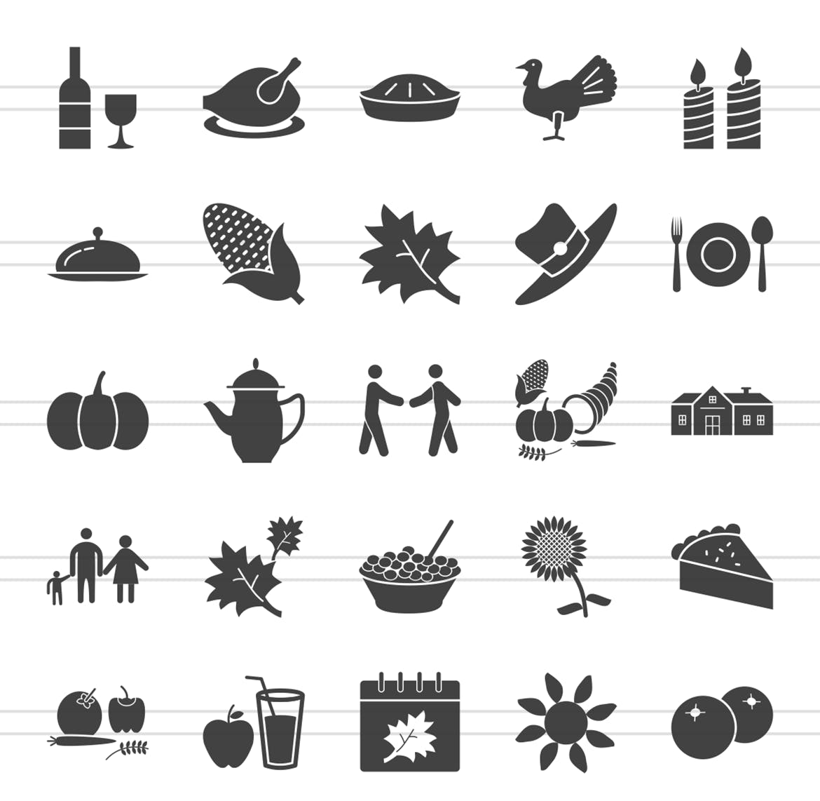 50个感恩节矢量符号图标素材 50 Thanksgiving Glyph Icons插图(1)