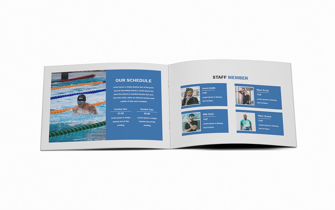 游泳培训招生简章/宣传册设计模板 Swimming A5 Brochure Template插图(10)