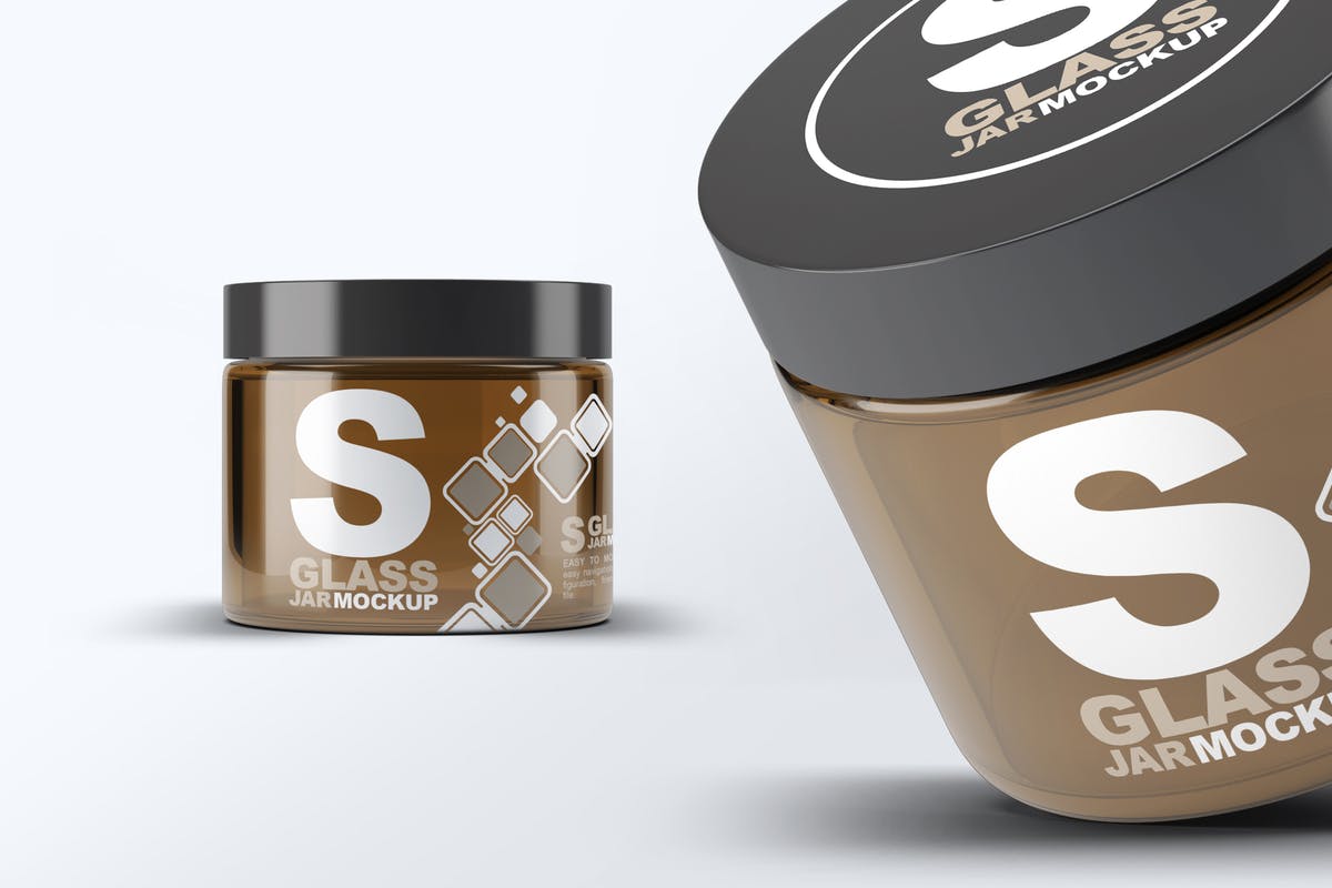 化妆品护肤品玻璃罐样机 Cosmetics Glass Jar Mock-Up插图