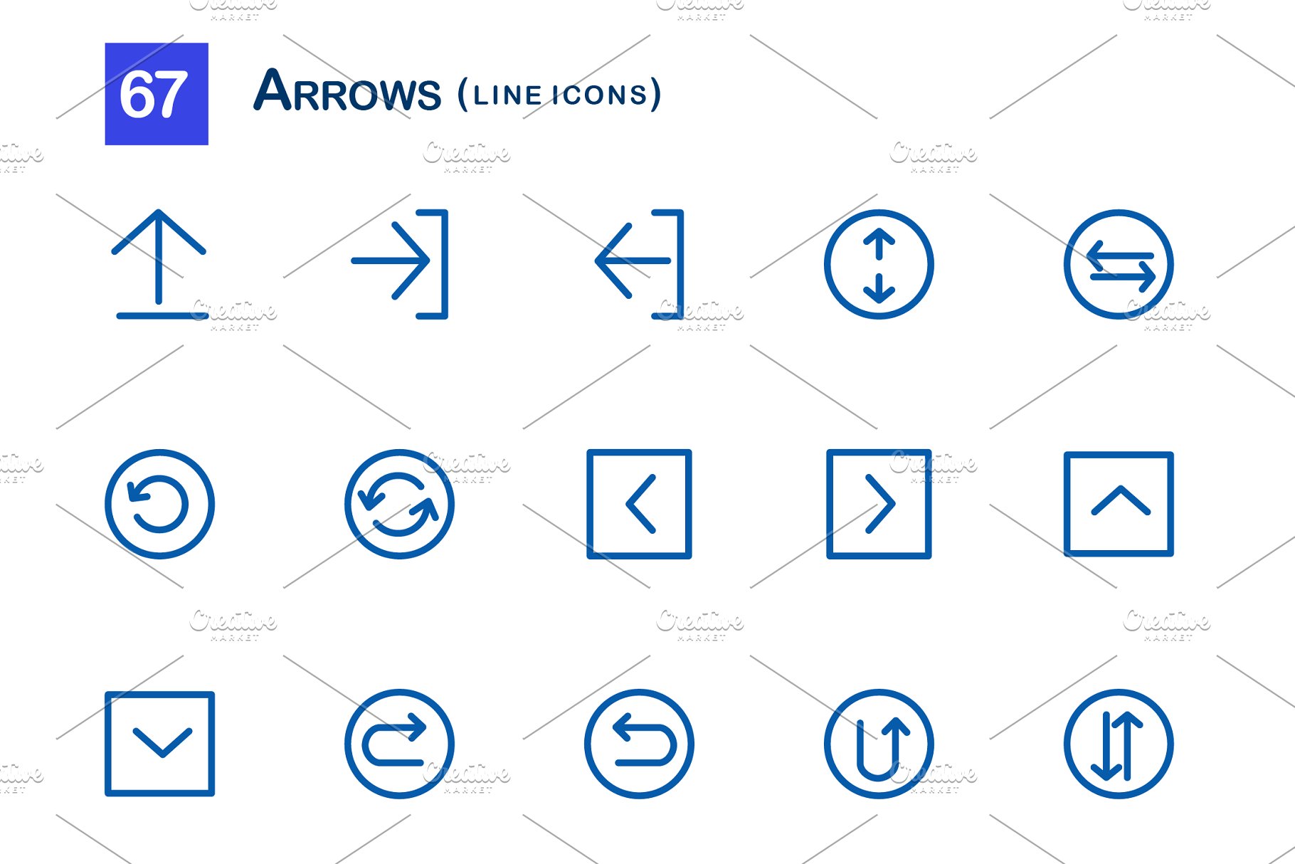 67枚箭头图形线条图标 67 Arrows Line Icons插图(2)