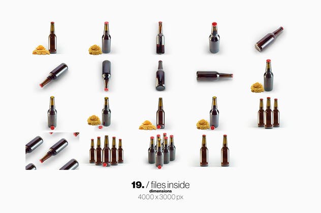 啤酒玻璃樽玻璃瓶外观保证样机 Beer Amber Bottle Mockup插图(10)