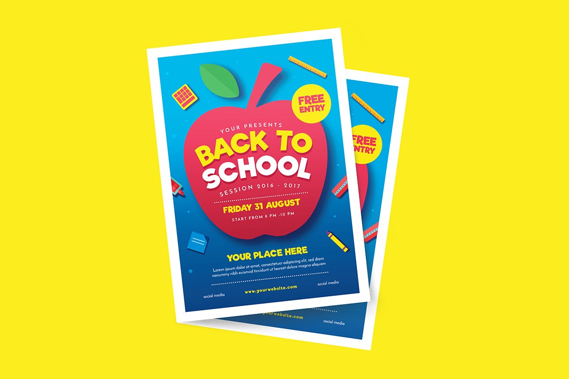 开学季活动海报设计模板 Back to School Event Flyer插图(3)
