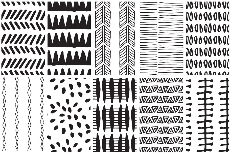 返璞归真传统部落文化图案背景纹理 Ethnic Handdrawn Patterns插图(5)