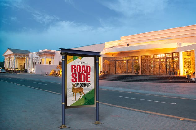 路边灯箱广告牌海报样机模板 Roadside Billboard Mockups插图(2)