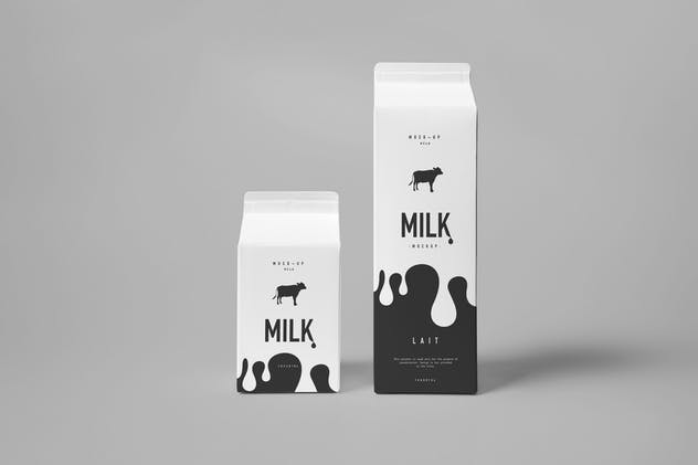 牛奶饮料奶制品包装样机模板 Milk Mock-up插图(1)